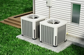 A picture of exterior heat pumps.