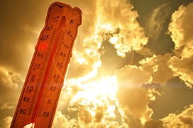 A thermometer showing high temperatures.