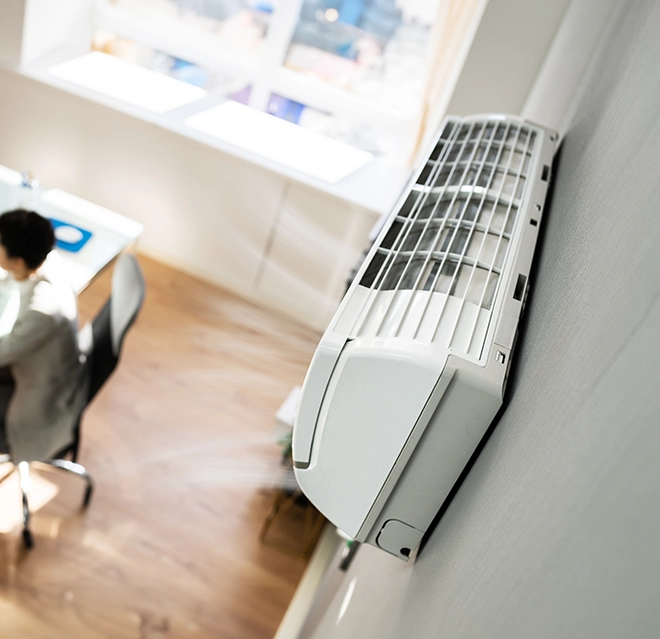 A close up of an air conditioner.