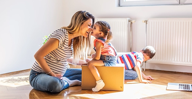 A mother playing with her children's.
