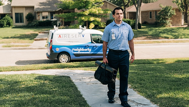 Aire Serv technician arriving for the air duct sealing service.