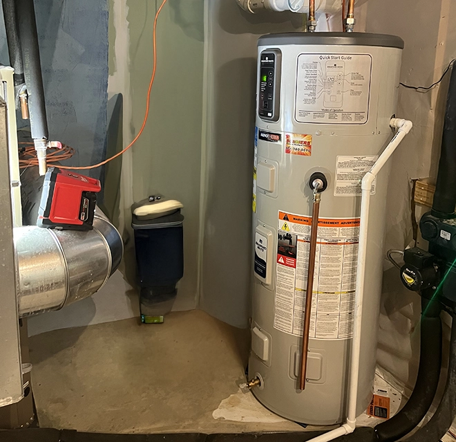 Water heater unit inside a home.