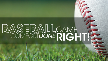 Baseball in grass with text: 