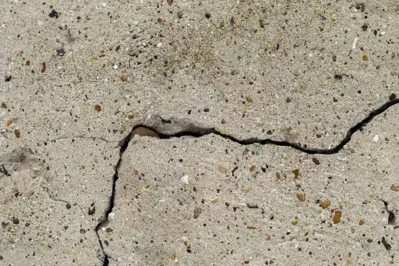 Close-up of crack in stone wall.