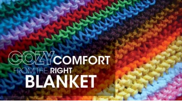 Colorful blanket with text: 