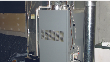 Furnace next to couch
