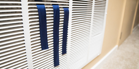 Vent with blue fabric