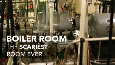 Boiler room with text: 