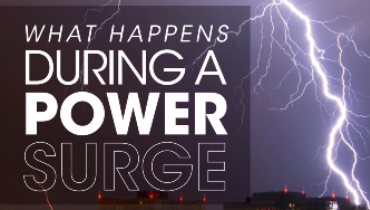 Lightning at night with text: 